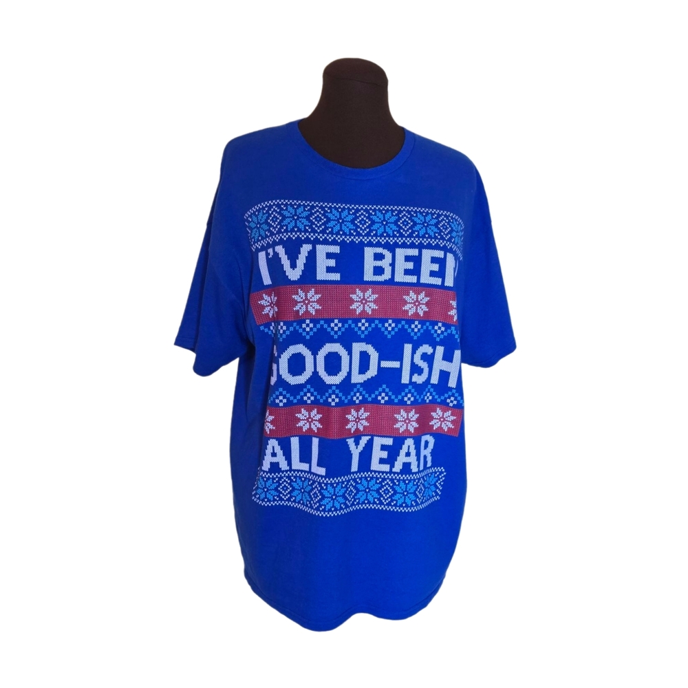 XL Holiday Party T-Shirt Funny "Good-ish All Year" Ugly Sweater Graphic Tee